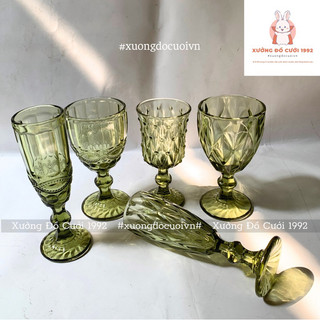  LY THUỶ TINH HOÀNG GIA TONE XANH LÁ DECOR GIA TIÊN TIỆC CƯỚI TRANG TRÍ NHÀ CỬA NHÀ HÀNG STUDIO 