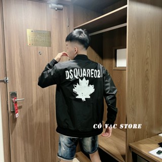 Áo Khoác Nam DSQ AG 539 In Lá Phong Trắng Mặt Trước Mặt Sau Chất Liệu Gió Hàn Thời Trang Nam Cao Cấp