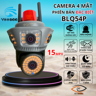 CAMERA 4 MẮT YOOSEE độ phân giải 15MPX, Chống nước IP66, BLQ54P BÁO ĐỘNG, BAN ĐÊM CÓ MÀU