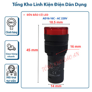 Đèn Báo Pha Phi 16 AD16-16C Led Mầu Đỏ