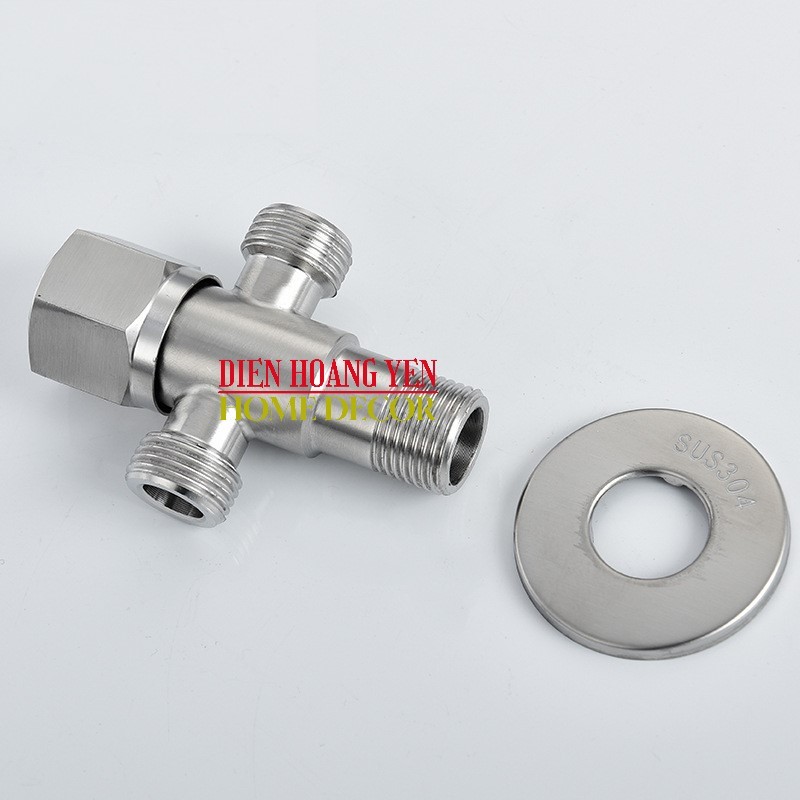 Van T cầu inox 304 giảm áp 2 nhánh nước ra