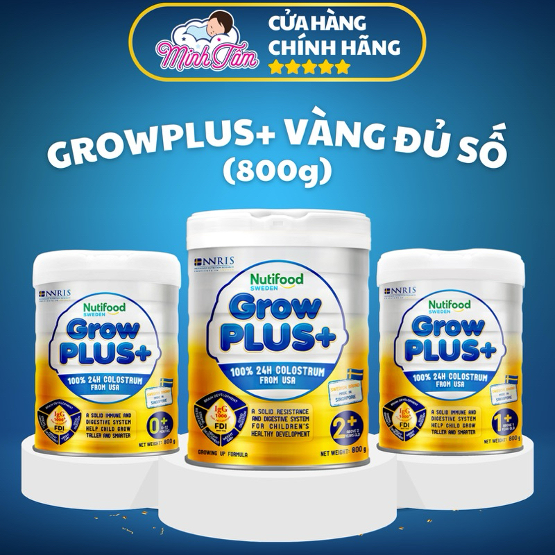 Sữa bột Nutifood GrowPLUS+ Vàng 0+, 1+, 2+ (800g)