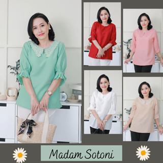  Áo kiểu nữ phối cổ ren cho mẹ trung niên LNCRDO139 kiểu dáng sang trọng Madam Sotoni 