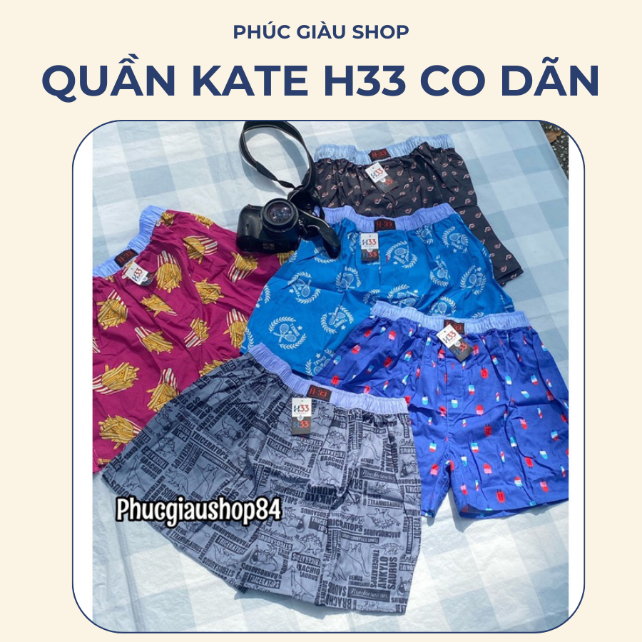 [HÀNG LOẠI 1] Combo 5 Quần Đùi Nam H33 Vài Kate Co Dãn Thoáng Mát, Mặc Nhà Thoải Mái Vận Động