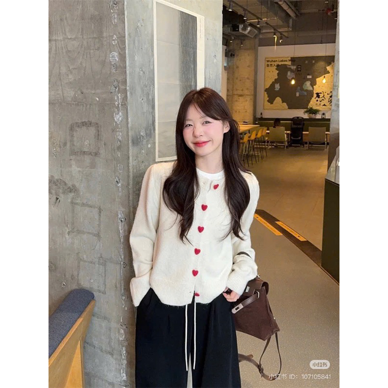(HÀNG QC LOẠI 1 , TOP 1) Áo cardigan len Cúc Tim 5 màu basic hàng QCCC phong cách Hàn | BigBuy360 - bigbuy360.vn