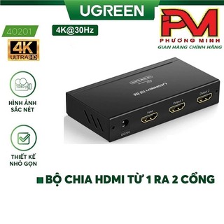  Bộ chia cổng HDMI 1 ra 2 Hỗ trợ full HD Chính hãng Ugreen 40201 Cao cấp_Hàng chính hãng bảo hành 18 tháng 
