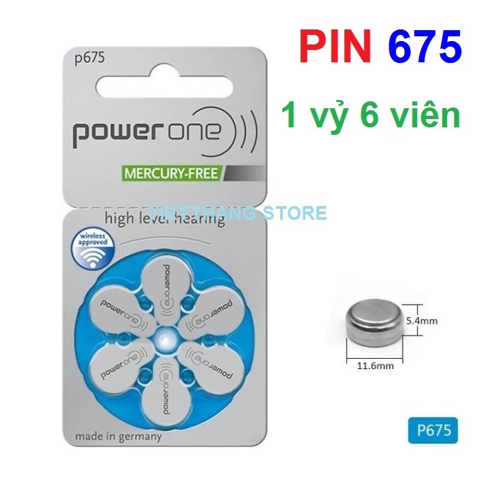 Pin máy trợ thính Size 675 P675 PR44 PowerOne Zin Air sản xuất tại Đức