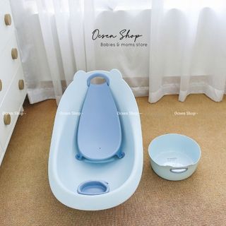 Chậu tắm/Thau tắm/Bồn tắm cho bé sơ sinh Holla 88cm kèm ghế tắm, có xả nước & giác hút cố định – Nhựa an toàn