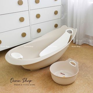 Chậu tắm/Thau tắm/Bồn tắm cho bé sơ sinh Holla 88cm kèm ghế tắm, có xả nước & giác hút cố định – Nhựa an toàn
