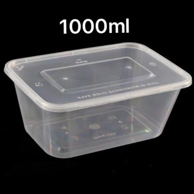 Tô nhựa chữ Nhật 1000ml kèm nắp