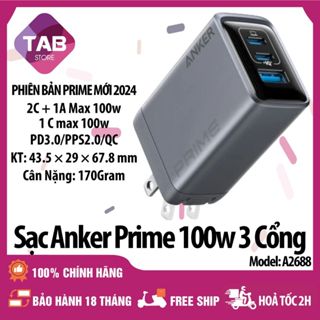 Sạc Anker Prime 100W [Gan Prime] PD3.0/IQ3.0/PPS2.0 2C+1A - A2688 (Bảo Hành 18 Tháng)