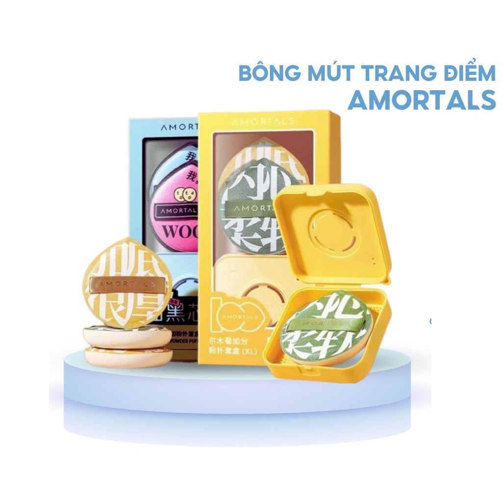 Bông Mút AMORTALS Chính Hãng Siêu Mềm Dễ Tán Kem Nền Mút Phấn Cao Cấp