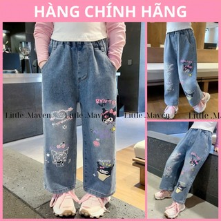 Quần jeans bé gái Little Maven quần jeans kuromi phong cách Hàn QABTZ7193