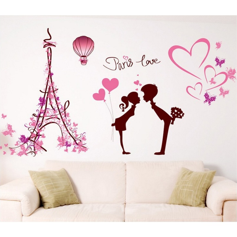 Decal dán tường Paris tình yêu