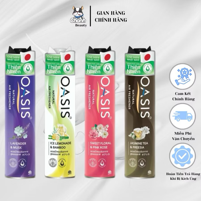 Xịt phòng OASIS natural nhiều mùi hương 320ml