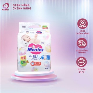 Tã Bỉm MERRIES Nội Địa cộng miếng dán/quần đủ size NB68+4, S70+6, M(d)54+4, M(q)52+6, L44+6, XL38+6, XXL26+2
