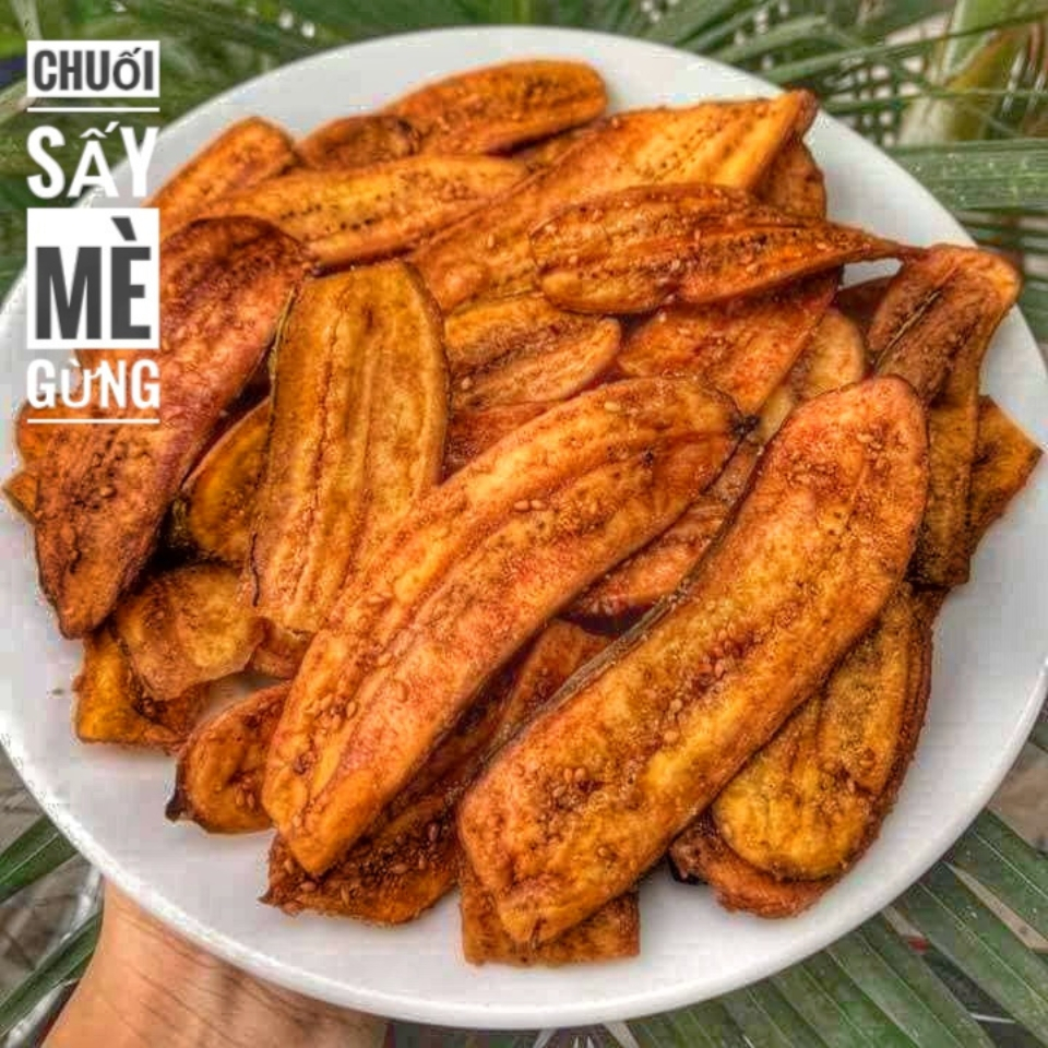 Chuối sấy, chuối sấy không đường, chuối sấy dẻo, chuối sấy giòn, chuối sấy mộc, tốt cho tim mạch túi