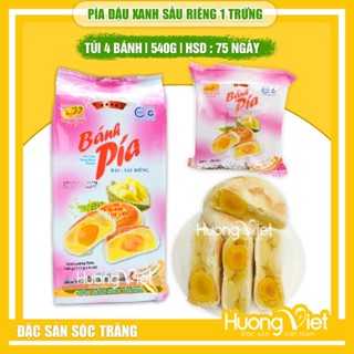 Bánh pía đậu xanh sầu riêng 1 trứng Tân Huê Viên 540g, bánh pía Sóc Trăng chính hãng Tân Huê Viên  [TÚI 4 BÁNH]