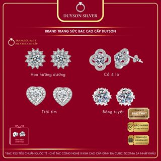  Khuyên tai bạc Ý 925 đính đá Cz 5A Duyson Silver bông tai nữ sang trọng thanh lịch  1 ĐÔI   KNXK51  