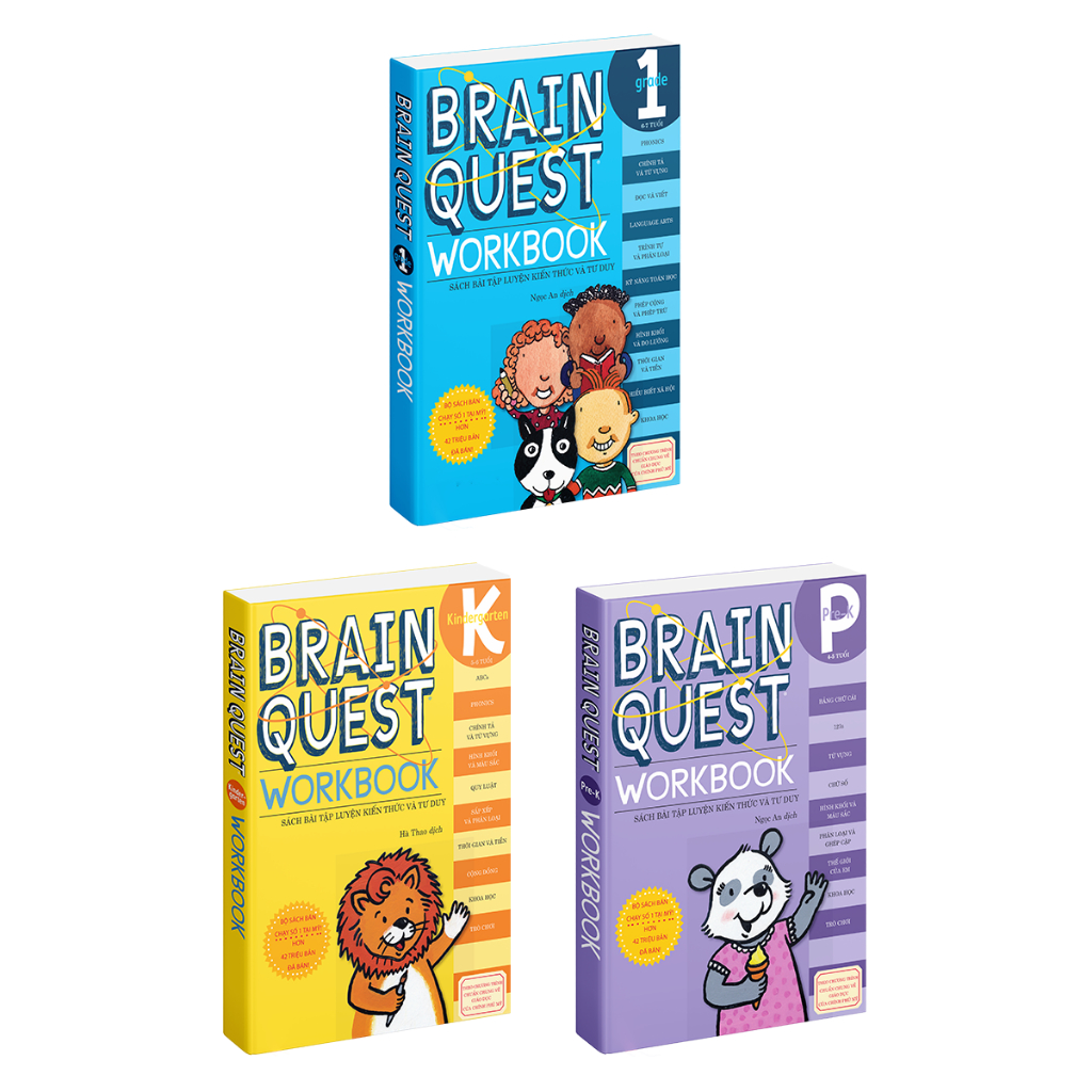 Sách Braint Quest Workbook Sách phát triển tư duy cho bé 4 - 7 tuổi 3 cuốn bìa mềm - Á Châu Books