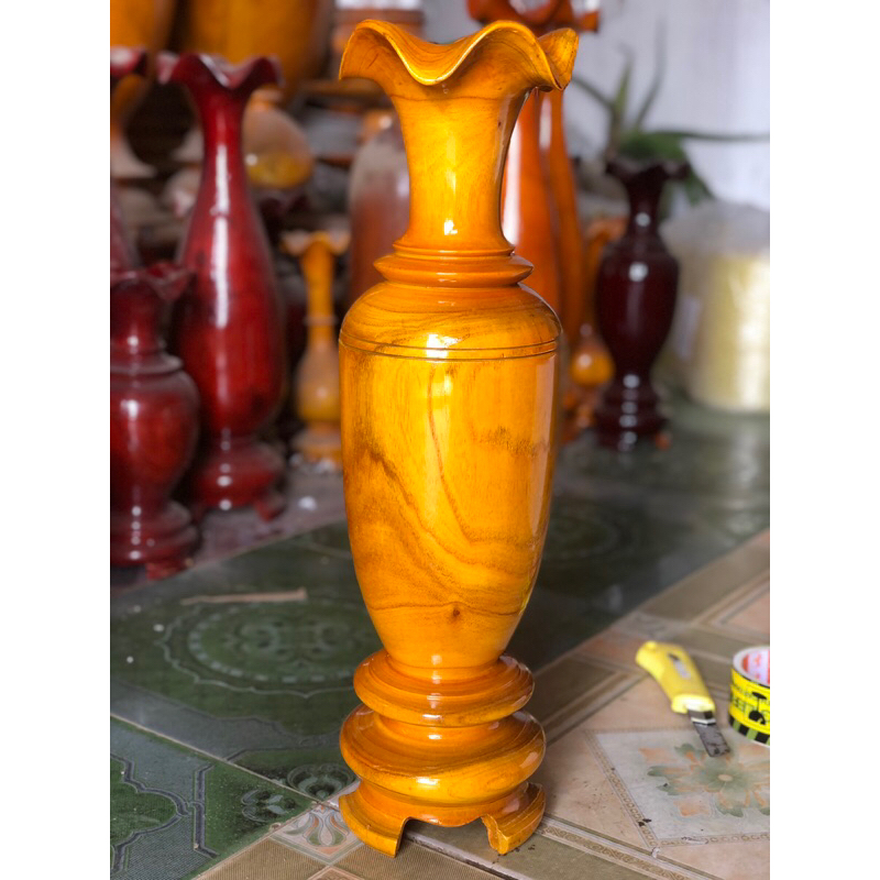 lộc bình gỗ xoan đào cao 50cm đường kính 13-14cm trang trí nhà cửa