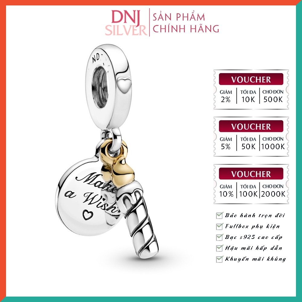 [Hàng cao cấp] Charm bạc 925 cao cấp, hàng chuẩn bạc - Charm Birthday Candle thích hợp để mix vòng t