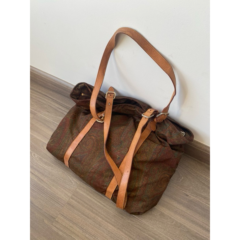 Túi tote dù hiệu Ý xịn ETRO hoạ tiết vintage - secondhand