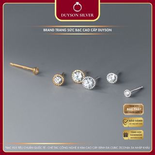 Bông tai bạc nam nữ nụ đá, khuyên tai bạc Ý 925 mạ vàng trắng  DUYSON SILVER (Giá bán/1 chiếc) KNXK2