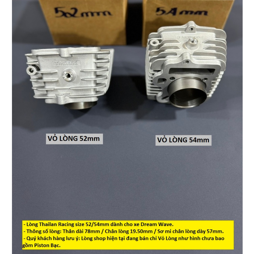 Lòng Thailan Racing 52/54mm dành cho xe Dream Wave