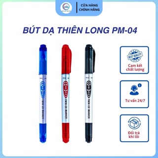 Combo 10 Bút Lông Dầu Thiên Long PM-04 Viết Bảng Trắng 2 Đầu Nét Dễ Viết Bảng Bám Dính Tốt Thiết Kế Hiện Đại Nhỏ Gọn