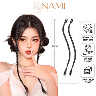 Tóc giả tết dạng kẹp phối light, 1 lọn nhỏ tóc giả thắt bím kẹp mái xinh xắn cho nữ 59