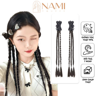  Tóc giả kẹp thắt bím đuôi ngựa tóc giả thắt bính y2k cho nữ 58 