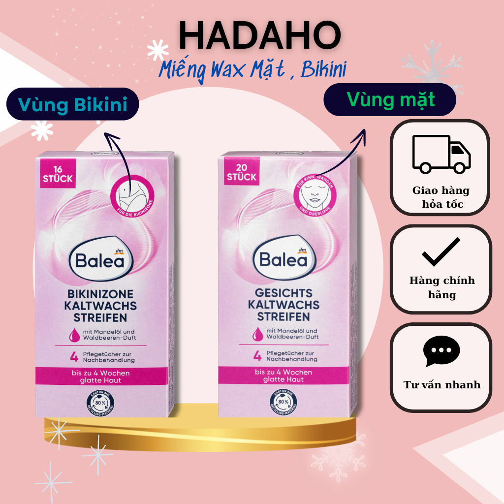 Veet Wax Strips Body Balea, Wax Ria Mép Veet, Miếng Dán Tẩy Lông Mặt Veet, Wax Balea, Kem Dưỡng Da S