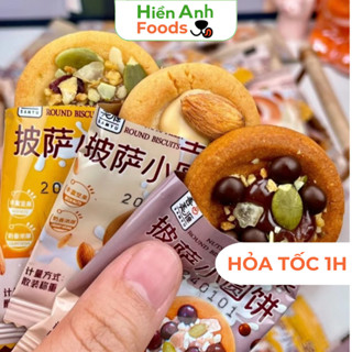 Bánh quy pizza bánh đồng tiền hạt dinh dưỡng mix mạch nha túi 500g bánh kẹo