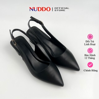 Giày Cao Gót Nữ 3 Phân Mũi Nhọn Dáng Slingback, Guốc Nữ Đế Vuông Kín Mũi Sang Trọng NU223