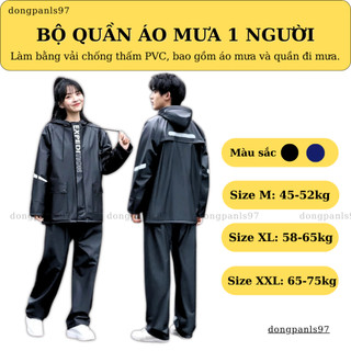 Bộ Quần Áo Mưa 1 Người Chống Thấm Nước, Áo Mưa Bộ Cao Cấp Tiện Lợi Cho Nam Nữ