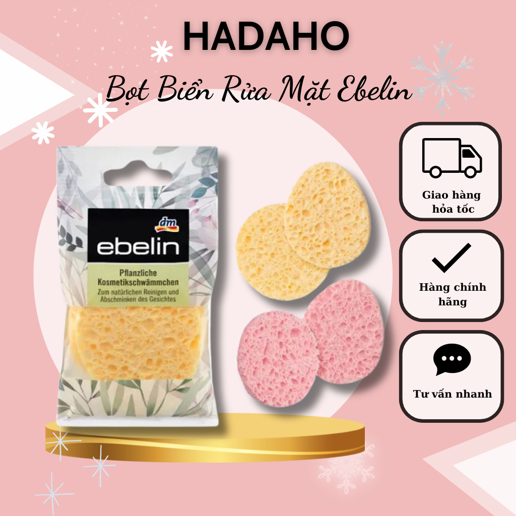 [ HÀNG ĐỨC ] Bọt biển rửa mặt Ebelin gồm 2 miếng Kháng khuẩn