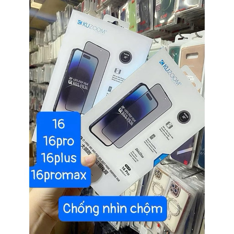 iPhone 16/16 Plus/16 Pro max/16 Pro max -Kính cường lực Full màn chống nhìn trộm KUZOOM chính hãng