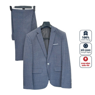 Bộ Vest nam công sở Việt Tuấn COMPLET-150 Suit màu Ghi đá hoạ vải viscose cao cấp form trẻ tôn dáng người mặc