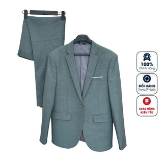Bộ Vest nam công sở Việt Tuấn COMPLET-525 Suit màu Xanh lá trơn vải viscose cao cấp form trẻ tôn dáng người mặc