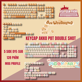 Bộ keycap Akko cao cấp Mantou Paradise , Pig Party chất liệu pbt in nhiệt Dysesub, profile Mog ,138 Nút