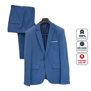 Bộ Vest nam công sở Việt Tuấn COMPLET-144 Suit màu Xanh than trơn vải viscose cao cấp form trẻ tôn dáng người mặc