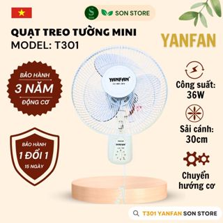 Quạt Treo Tường B3 Mini T301 Yanfan 1 Dây Chuyển Hướng Cơ - Công suất 36W - Lồng Sắt Chắc Chắn