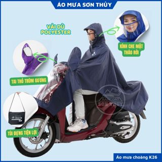Áo mưa choàng Sơn Thủy K26, áo mưa vải dù siêu nhẹ có kính che mặt thiết kế cao cấp mới