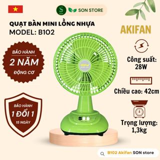 Quạt Mini AKIFAN Để Bàn B102 Lồng Nhựa 28W Nhiều Màu Sắc Cao 42cm Nhỏ Gọn