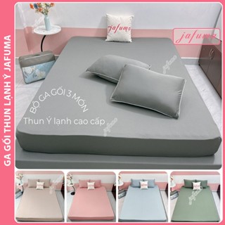 Bộ Ga Gối 3 Món Thun Lạnh, Drap Giường Bo Chun Thun Lạnh Ý & Thun Lạnh Hàn Quốc JAFUMA | Nệm 3-30cm