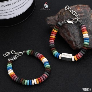   MỚI  - Vòng tay titan mix đá núi lửa nhiều màu sắc forever dùng cho nam nữ phong cách hiphop - VTT008 - Aluha 