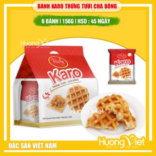 Bánh Karo Richy trứng tươi chà bông sợi gà túi 156g (6 gói x 26g) Date mới, bánh trứng tươi karo mềm ngon, bánh caro