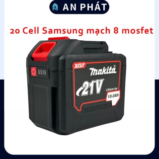 Pin đóng Makita 20 cell xanh xịn Mạch vàng 8 Mosfet chân pin phổ thông M21 4cm Chịu tải cao 18v - 21v có đèn led báo pin