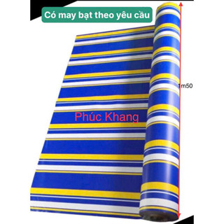 Bạt mái hiên nhựa PVC  2 mặt sọc khổ rộng 1m50 loại dày, dẻo che nắng mưa siêu bền, không thấm